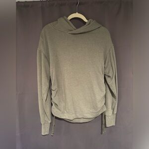 Aerie Side Ruched Hoodie, Olive Green